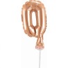 Balon foliowy różowo-złoty na patyku "cyfra 0", 13"- 33 cm /1szt