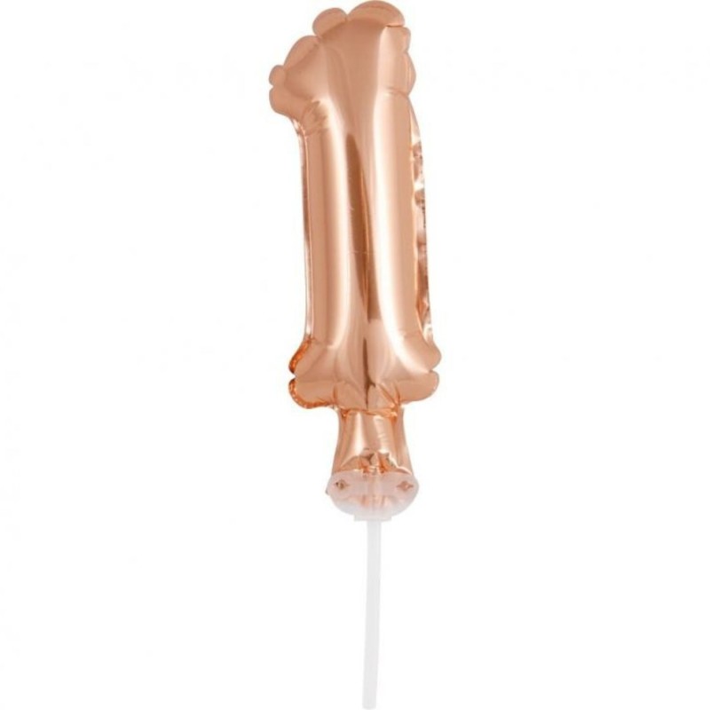 Balon foliowy różowo-złoty na patyku "cyfra 1", 13"- 33 cm /1szt