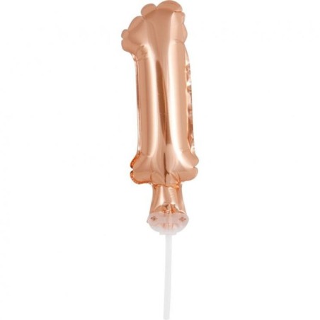 Balon foliowy różowo-złoty na patyku "cyfra 1", 13"- 33 cm /1szt