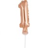 Balon foliowy różowo-złoty na patyku "cyfra 1", 13"- 33 cm /1szt