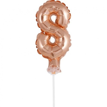 Balon foliowy różowo-złoty na patyku "cyfra 8", 13"- 33 cm /1szt
