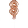 Balon foliowy różowo-złoty na patyku "cyfra 8", 13"- 33 cm /1szt