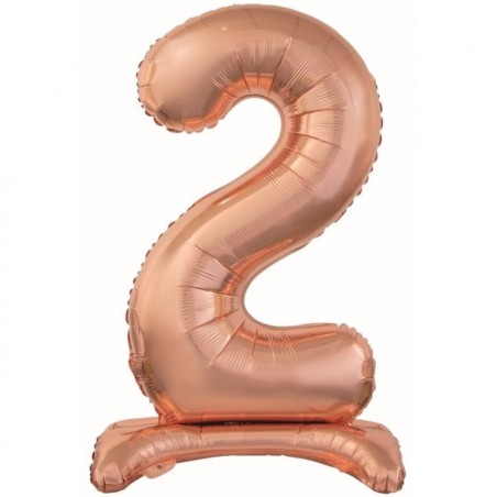 Balon foliowy różowo-złoty stojąca "cyfra 2", 29"- 74 cm /1szt