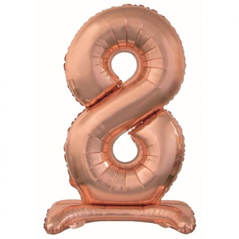 Balon foliowy różowo-złoty stojąca "cyfra 8", 29"- 74 cm /1szt