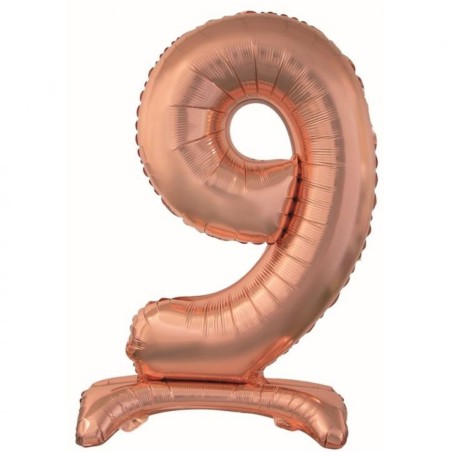 Balon foliowy różowo-złoty stojąca "cyfra 9", 29"- 74 cm /1szt