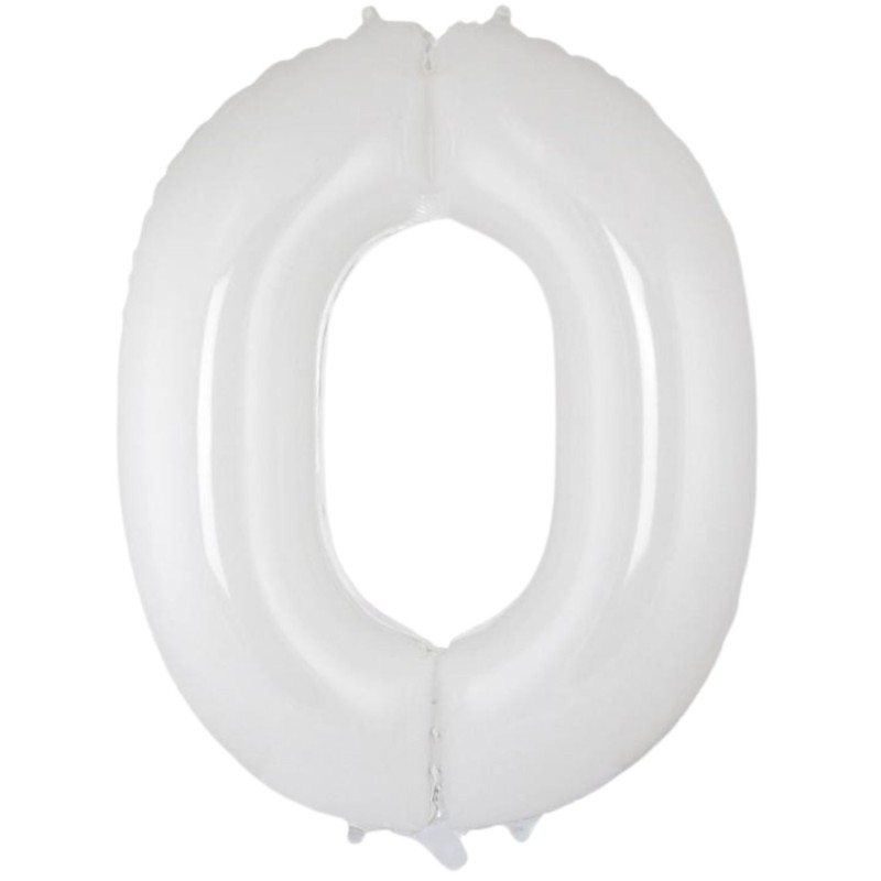 Balon foliowy biały "cyfra 0", 33,5"- 85 cm /1szt
