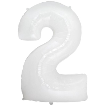 Balon foliowy biały "cyfra 2", 33,5"- 85 cm /1szt