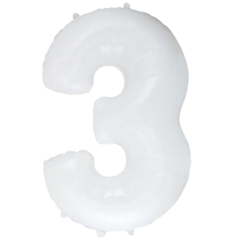 Balon foliowy biały "cyfra 3", 33,5"- 85 cm /1szt