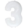 Balon foliowy biały "cyfra 3", 33,5"- 85 cm /1szt