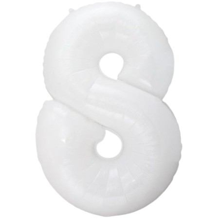 Balon foliowy biały "cyfra 8", 33,5"- 85 cm /1szt