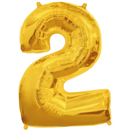 Balon foliowy złota "cyfra 2", 33,5"- 85 cm /1szt