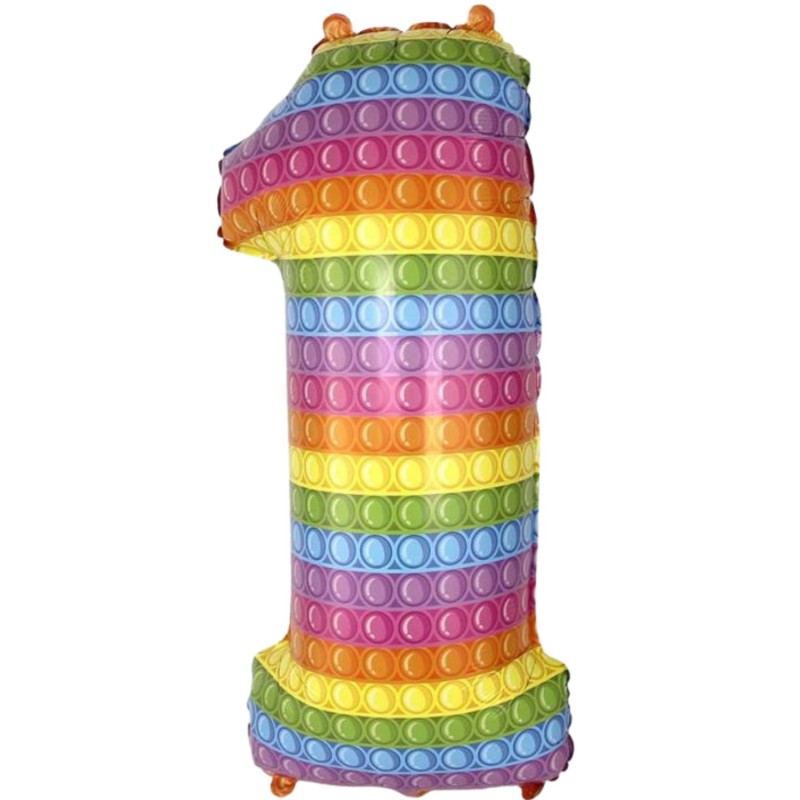 Balon foliowy kolorowy w kropki w kształcie "Cyfry 1", 27"- 69 cm / 1 szt