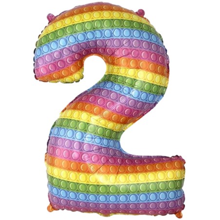 Balon foliowy kolorowy w kropki w kształcie "Cyfry 2", 27"- 69 cm / 1 szt