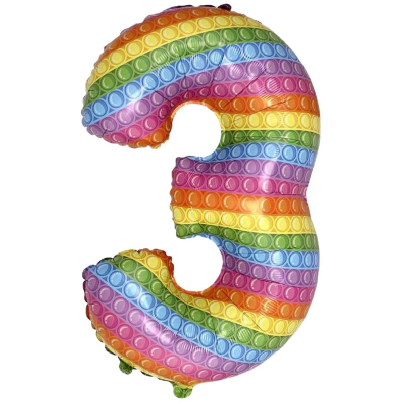 Balon foliowy kolorowy w kropki w kształcie "Cyfry 3", 27"- 69 cm / 1 szt