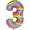 Balon foliowy kolorowy w kropki w kształcie "Cyfry 3", 27"- 69 cm / 1 szt