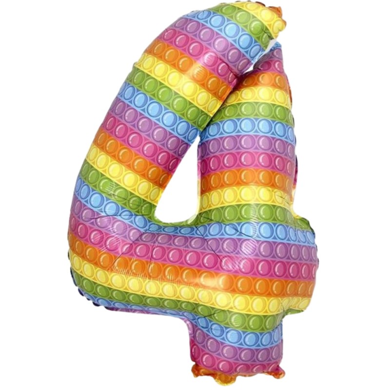 Balon foliowy kolorowy w kropki w kształcie "Cyfry 4", 33,5"- 85 cm / 1 szt