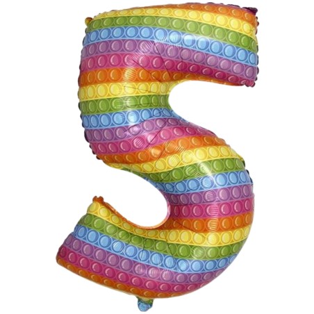 Balon foliowy kolorowy w kropki w kształcie "Cyfry 5", 27"- 69 cm / 1 szt