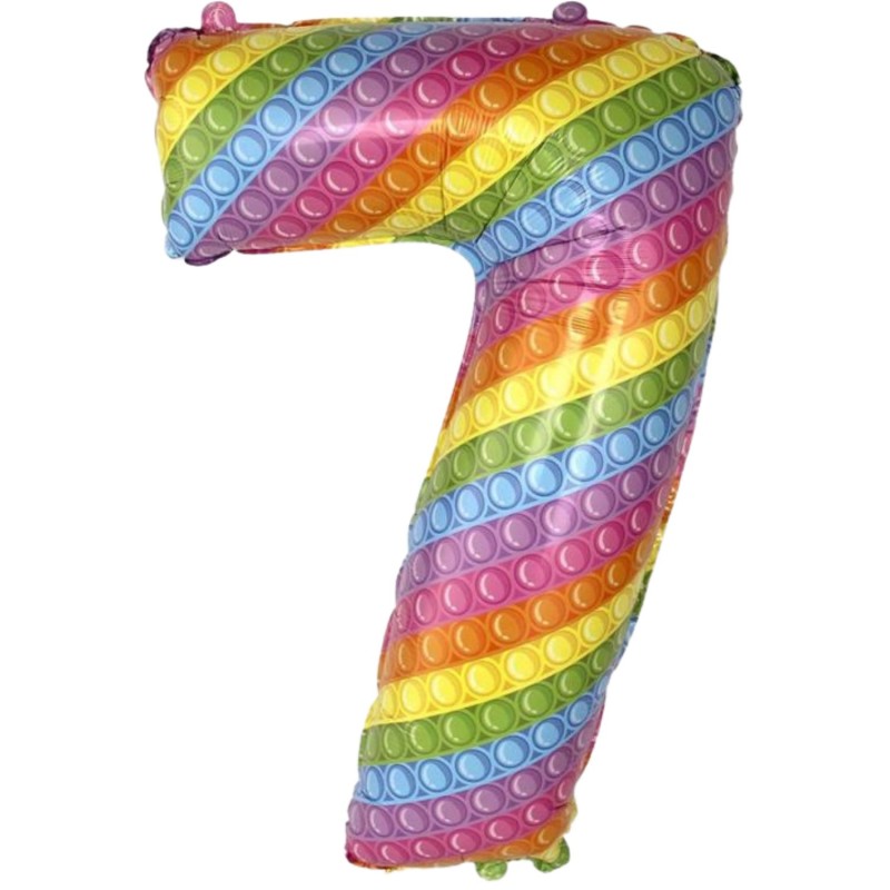 Balon foliowy kolorowy w kropki w kształcie "Cyfry 7", 27"- 69 cm / 1 szt