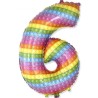 Balon foliowy kolorowy w kropki w kształcie "Cyfry 6", 27"- 69 cm / 1 szt