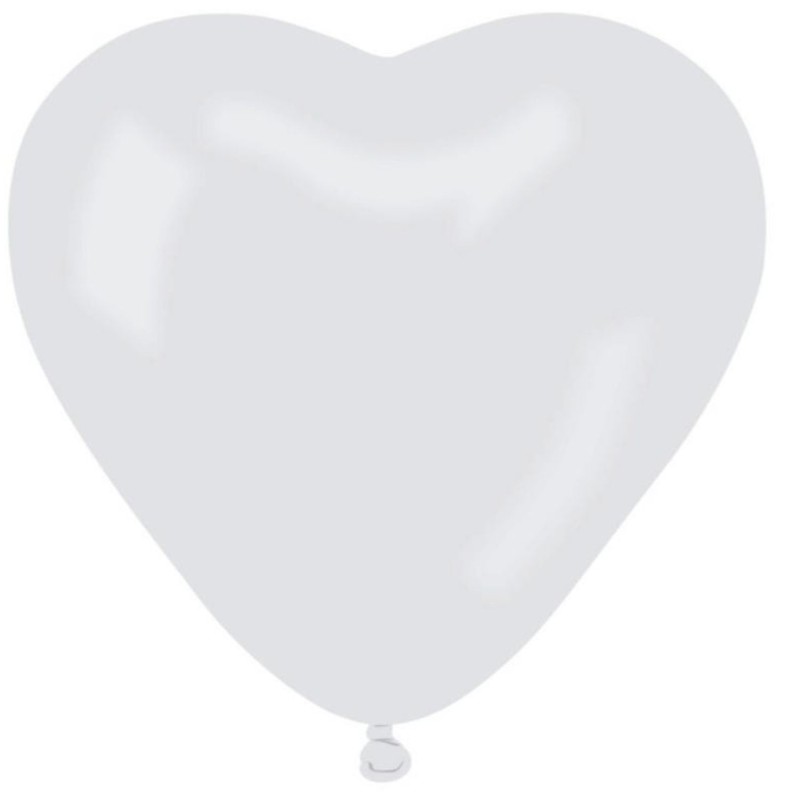 Lateksowe balony w kształcie serca CR pastel - białe 01/ 50 szt.