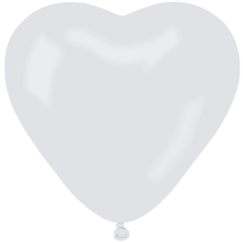 Lateksowe balony w kształcie serca CR6 pastel małe - białe 01/ 100 szt.