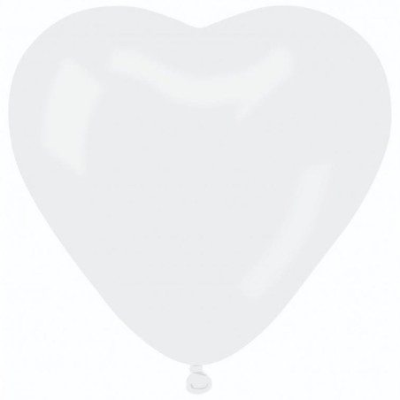 Lateksowe balony w kształcie serca CR17 pastel duże - białe 01/ 50 szt.