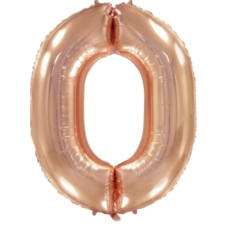 Balon foliowy różowo-złota "Cyfra 0", 33,5"- 85 cm / 1 szt