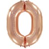 Balon foliowy różowo-złota "Cyfra 0", 33,5"- 85 cm / 1 szt