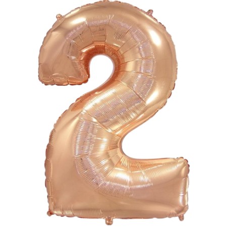 Balon foliowy różowo-złota "Cyfra 2", 33,5"- 85 cm / 1 szt