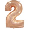 Balon foliowy różowo-złota "Cyfra 2", 33,5"- 85 cm / 1 szt