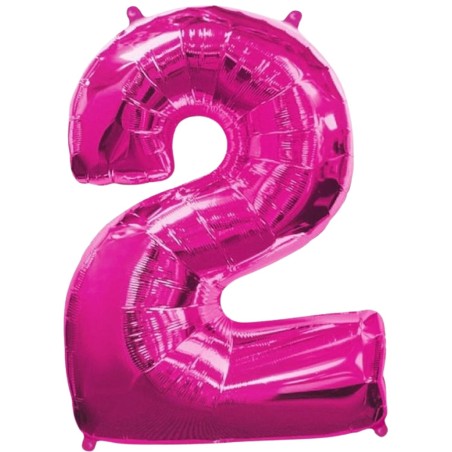 Balon foliowy różowy "Cyfra 2", 33,5"- 85 cm / 1 szt