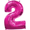 Balon foliowy różowy "Cyfra 2", 33,5"- 85 cm / 1 szt