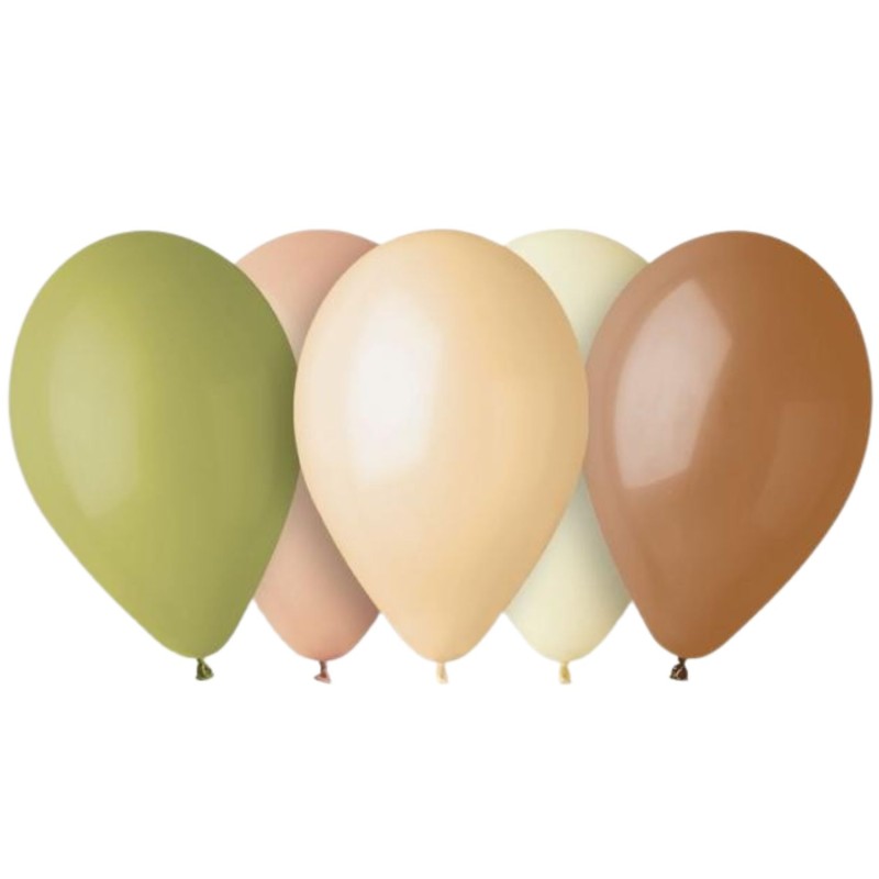 Lateksowe klasyczne Balony Premium Hel, kolory natury, 13 cali/ 5 szt.