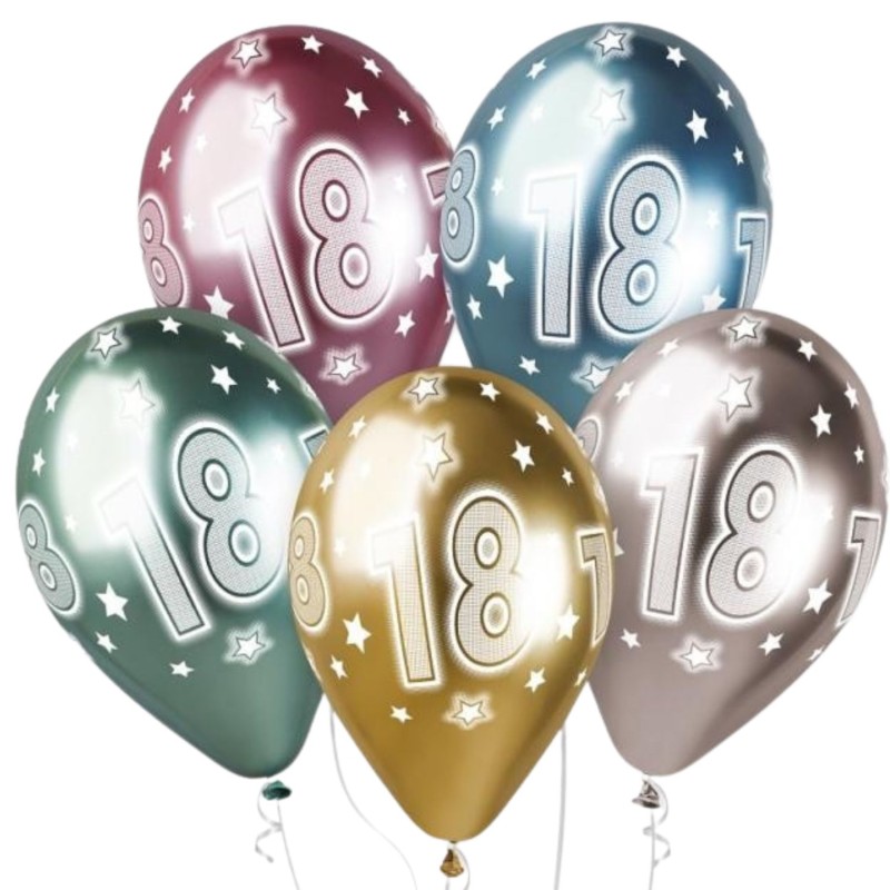 Lateksowe klasyczne Balony Shiny Premium Hel Kosmiczna 18ka, 13"/ 5 szt.