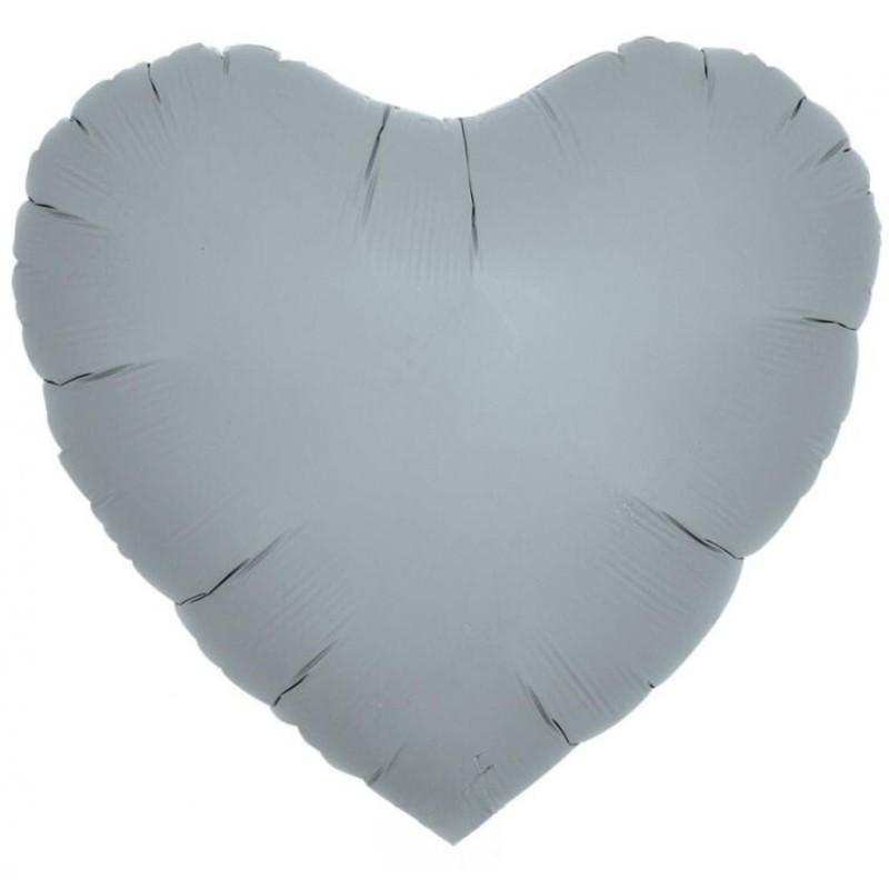 Balon foliowy Szary w kształcie "serca", 14"- 35 cm / 5 szt