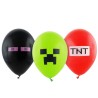 Lateksowe różnokolorowe Balony Premium M C Minecraft Klocki, 6 szt.