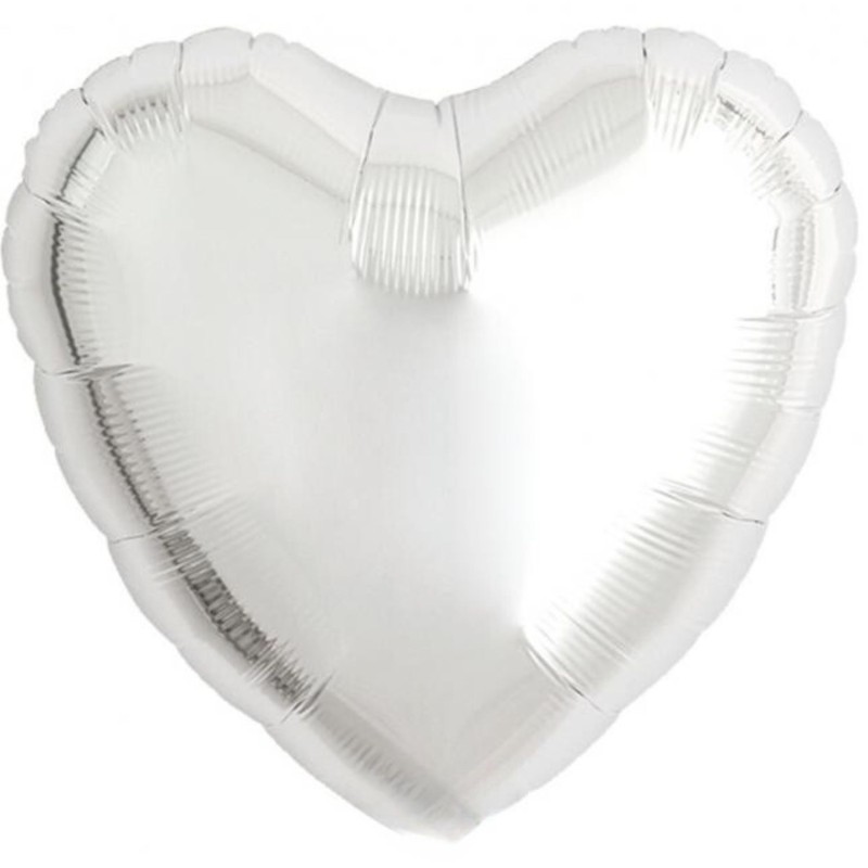 Balon foliowy srebrny w kształcie "serca" metalic, 14"- 35 cm / 5 szt.