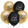 Lateksowe klasyczne Balony Beauty&Charm 12" z nadrukiem "30", złote i czarne, 5 szt.