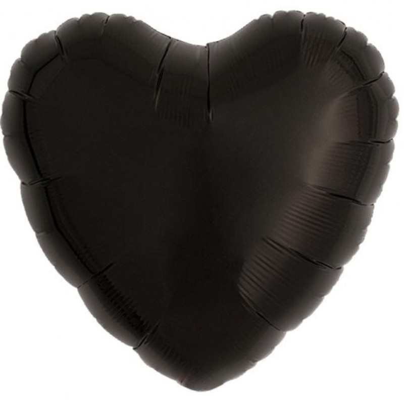Balon foliowy czarny w kształcie "serca", 18"- 46 cm / 5 szt