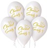Lateksowe białe Balony Premium Hel Chrzest Św. (krzyż), 13"/ 5 szt.