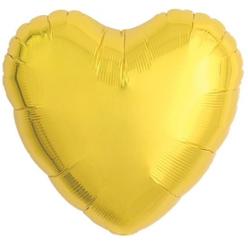 Balon foliowy złoty w kształcie "serca" metalic, 18"- 46 cm / 5 szt.