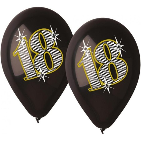 Klasyczne lateksowe Balony Premium "18", urodzinowe czarne, 12" / 5 szt.