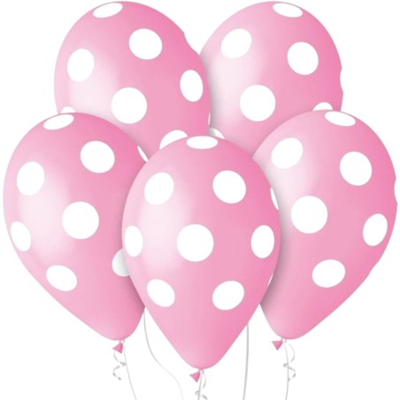 Lateksowe klasyczne  Balony Premium Grochy, jasnoróżowe, 12"/ 5 szt.