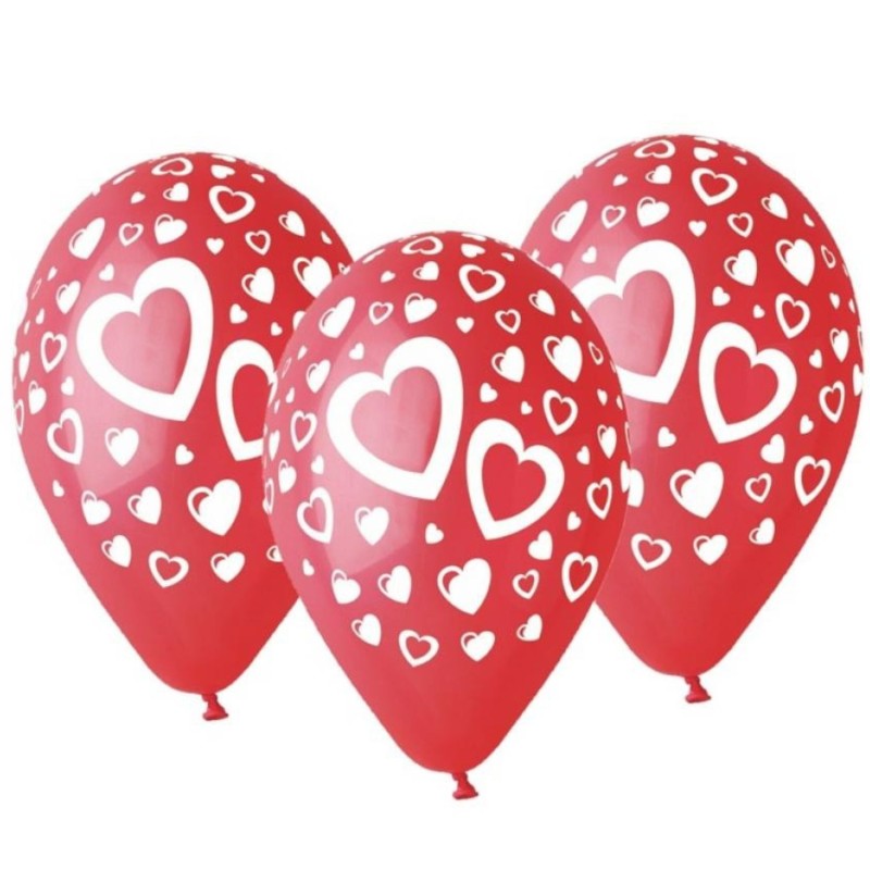 Lateksowe klasyczne czerwone Balony Premium "Serduszka", 12" / 5 szt.