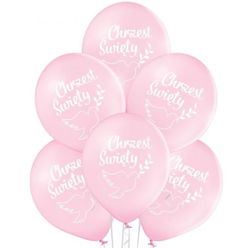 Lateksowe klasyczne różowe Balony D11 Chrzest Święty PA 004 1C2S, 6 szt.