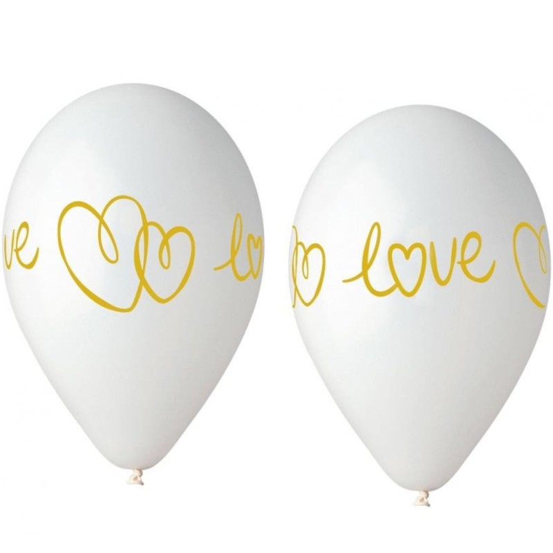 Lateksowe klasyczne Balony Premium Hel Love, białe, 13 cali/ 5 szt.