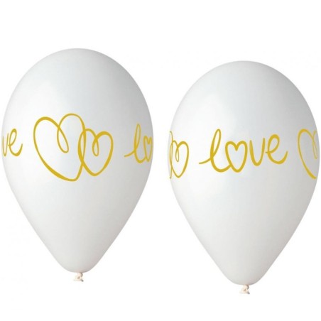 Lateksowe klasyczne Balony Premium Hel Love, białe, 13 cali/ 5 szt.