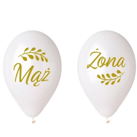 Lateksowe klasyczne Balony Premium Hel Mąż i Żona (z listkami), 13 cali/ 4 szt.