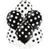 Lateksowe klasyczne białe i czarne Balony D11 Brush Polka Dots 1C5S, 6 szt.
