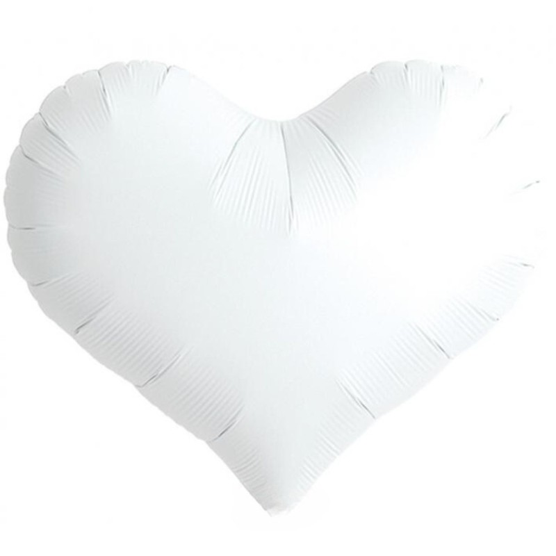 Balon foliowy biały w kształcie "serca" metalic, 18"- 46 cm / 5 szt.